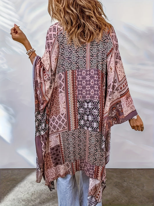Cardigan Bohemio Capa Murciélago con Estampado Azteca - Image 13