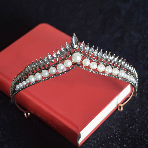 Corona de Novia con Perlas - Tiara Elegante Princesa para Novia e Influencers