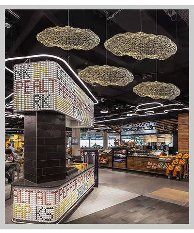 Lámpara Colgante Industrial Nube de Malla Hierro para Restaurantes - Image 19