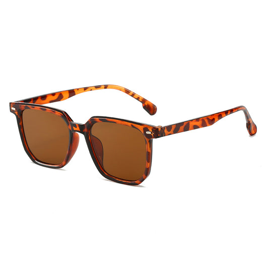 Large frame square sunglasses with a transparent champagne-colored frame and brown lenses. - Image 4