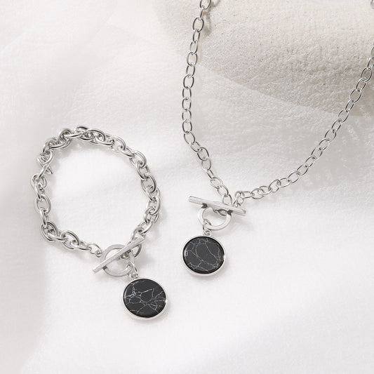 Conjunto de Pulsera y Collar con Detalles de Mármol