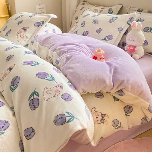 Juego de Cama Invierno Franela Coral 4 Piezas - Funda Nórdica y Sábanas Gruesas - Image 23