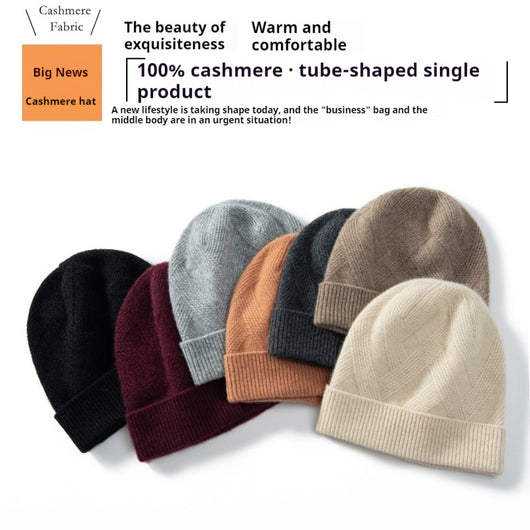 Gorro de Cachemira Pura para Mujer - Tejido Grueso con Diseño Retorcido