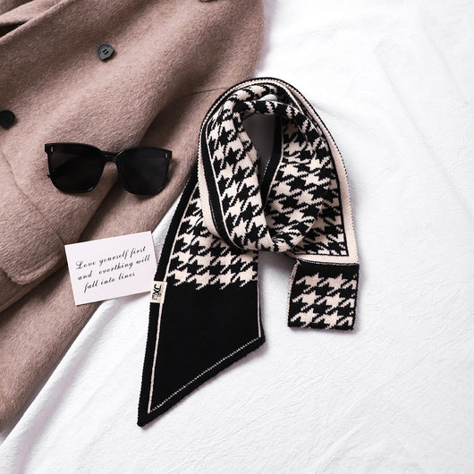 Bufanda Tejida Cuadros Houndstooth Elegante y Versátil - Image 35