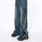 Pantalones Vaqueros Patchwork Retro Estilo Americano con Cierre de Diseño