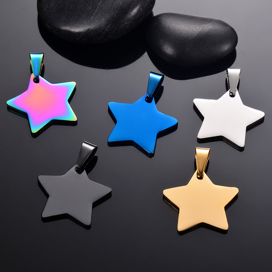 Dije Estrella de Cinco Puntas en Acero Titanio - Collar Colgante Minimalista - Image 3
