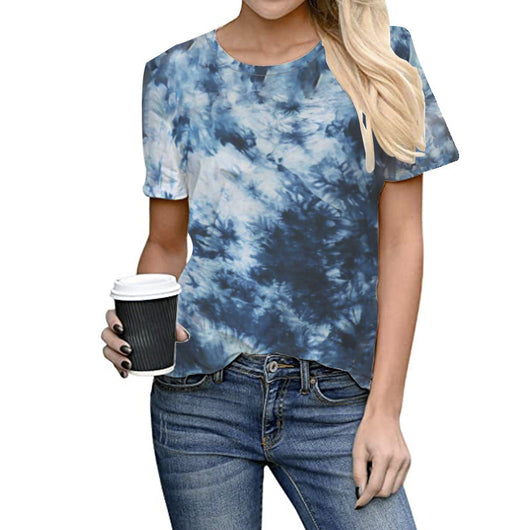 Playera Tie-Dye Estampado Cuello Redondo Talla Grande Manga Corta - Image 5