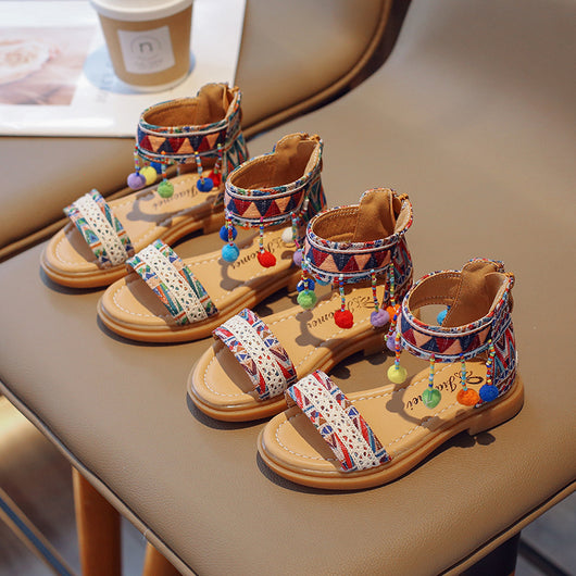 Sandalias de Vacaciones Étnicas y Estilo Internacional para Niñas