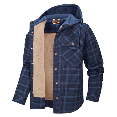 Chaqueta Acolchada Térmica a Cuadros con Capucha y Forro Polar para Hombre - Image 11