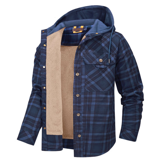 Chaqueta Acolchada Térmica a Cuadros con Capucha y Forro Polar para Hombre - Image 11
