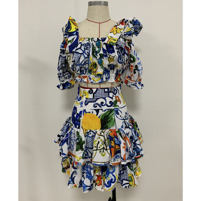 Conjunto Falda Corta con Top Estampado - Diseño Pastel - Image 5