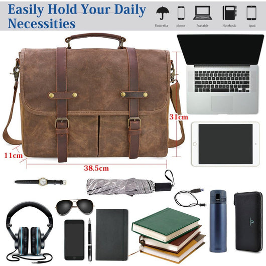 Bolso Ejecutivo Retro de Lona Impermeable para Hombre - Image 4