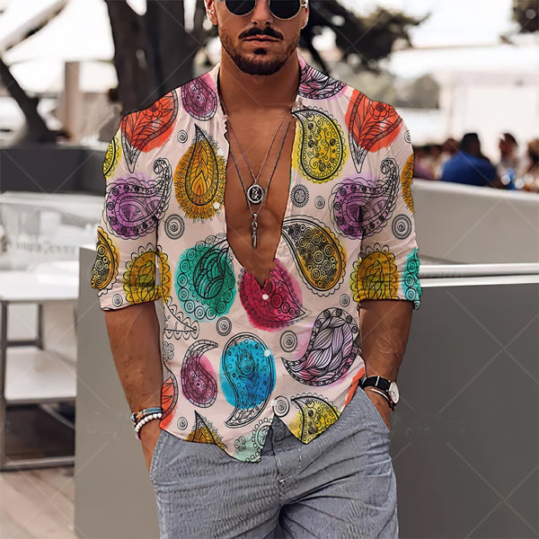 Camisa Estampada Suelta Talla Grande para Hombre