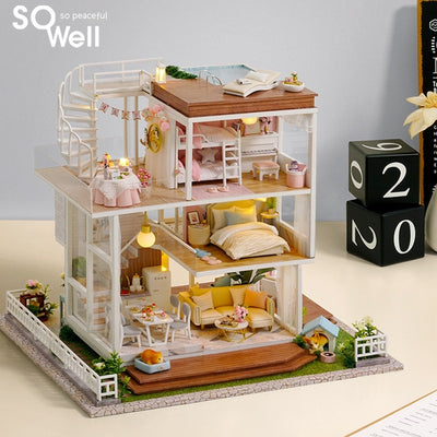 Casa de Madera Artesanal Montable con Techo Protector - Regalo Navideño Handmade