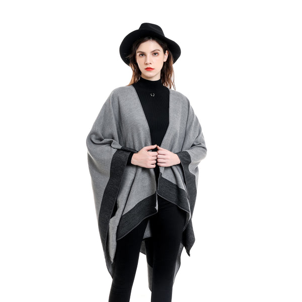 Poncho Cálido de Color Sólido para Viajes - Primavera, Otoño e Invierno