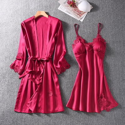 Camisón Corto Sensual con Tirante de Seda Helada y Soporte de Pecho - Image 23