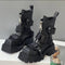 Botines de Cuero con Punta Cuadrada y Suela Gruesa para Mujer