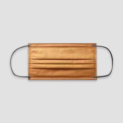 Rose red disposable face mask with pleats and gray ear loops, shown flat against a light gray background. - Image 3