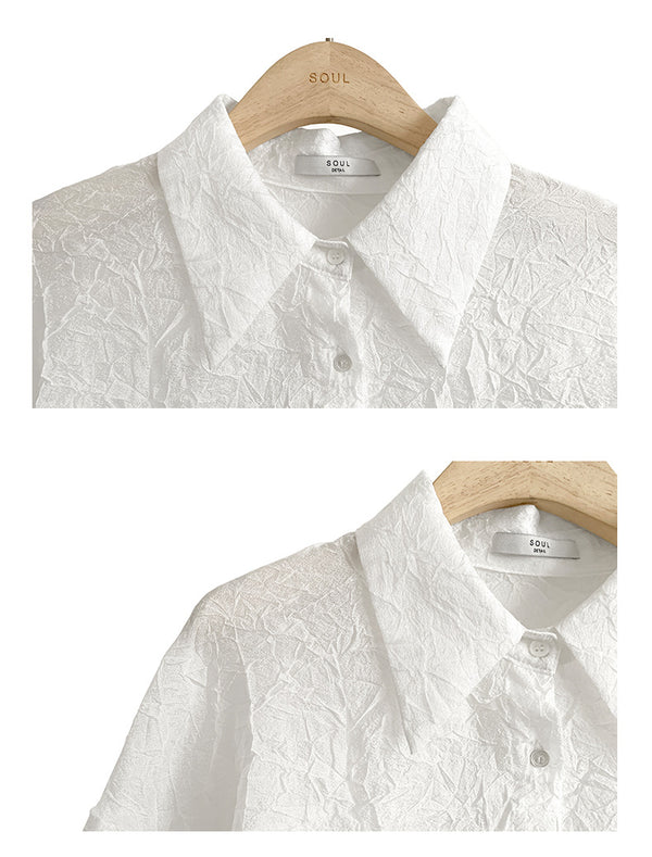 Blusa Elegante con Cuello Solapa y Pliegues para Mujer