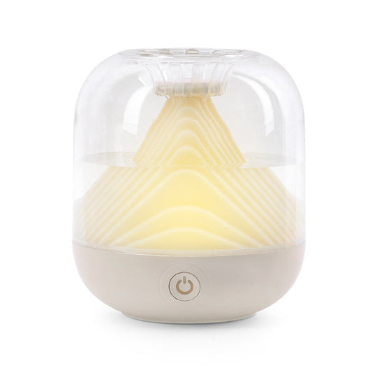 Red USB rechargeable humidifier with a clear dome top and a unique mountain-shaped interior design. - Image 14
