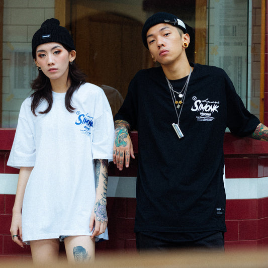 Playera de Algodón con Estampado de Letras Graffiti Hip-hop para Hombre