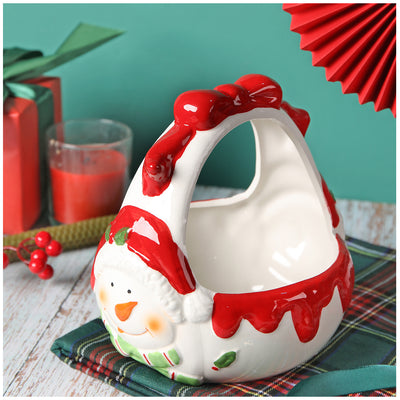 Cesta de Cerámica Pintada a Mano con Papá Noel en Relieve - Image 12