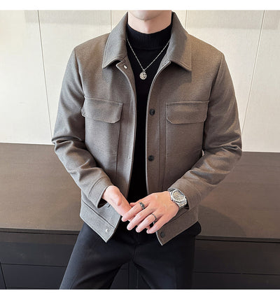 Blazer de Lana Corto para Hombre con Solapa Slim Fit Invierno - Image 7
