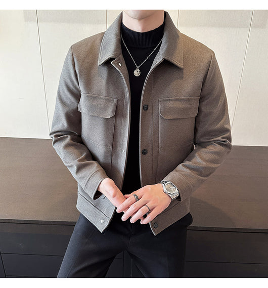 Blazer de Lana Corto para Hombre con Solapa Slim Fit Invierno - Image 7