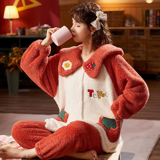 Pijama Coreano Grueso y Suave de Franela para Casa - Image 17