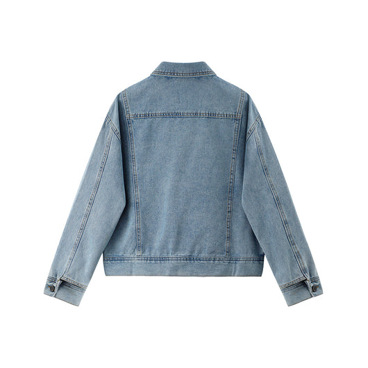 Chaqueta de Mezclilla Corta con Solapa Oversized para Mujer - Image 7