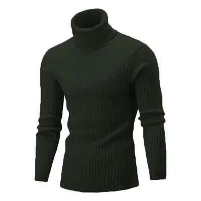 Suéter Hombre Cuello Alto Retro Tejido Floral Trenzado - Image 31
