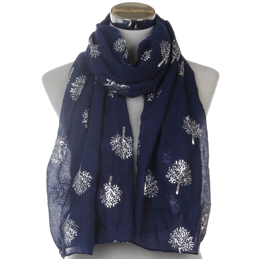 Pañuelo Estampado Plateado Árbol de Alcanfor - Diseño Europeo Moderno para Mujer - Image 18
