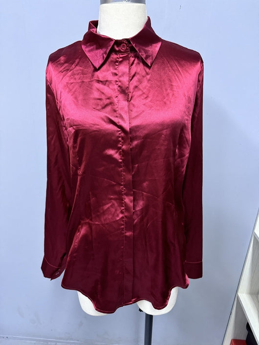 Blusa Ejecutiva Solapa Satinada Manga Larga Slim Fit para Mujer - Image 8