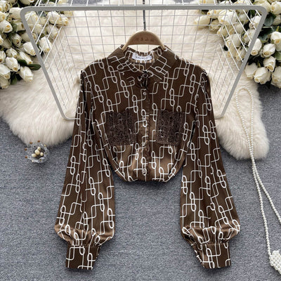 Blusa Larga de Chifón Estampada para Mujer - Transición Perfecta al Otoño - Image 2