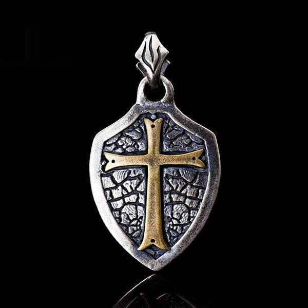 Collar Colgante Escudo Cruz Plata S925 - Estilo Gótico Minimalista - Image 6