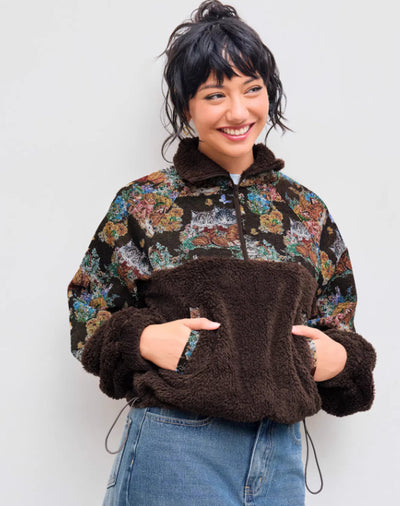 Sudadera con Capucha y Cuello Solapa Estampado Gato Floral para Mujer - Image 6