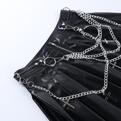 Falda de Cuero PU Plisada con Cadenas Punk - Image 23