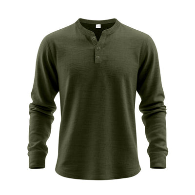 Camisa Henley Holgada de Manga Larga para Hombre - Image 9
