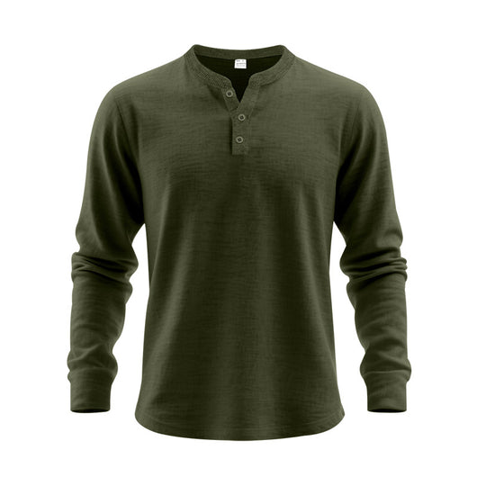 Camisa Henley Holgada de Manga Larga para Hombre - Image 9