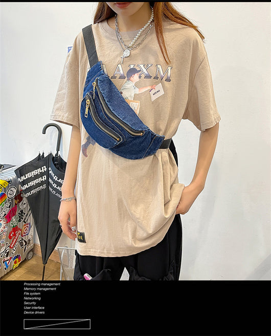 Bolsa de Pecho Denim Estilo Harajuku Japonés y Coreano - Image 13