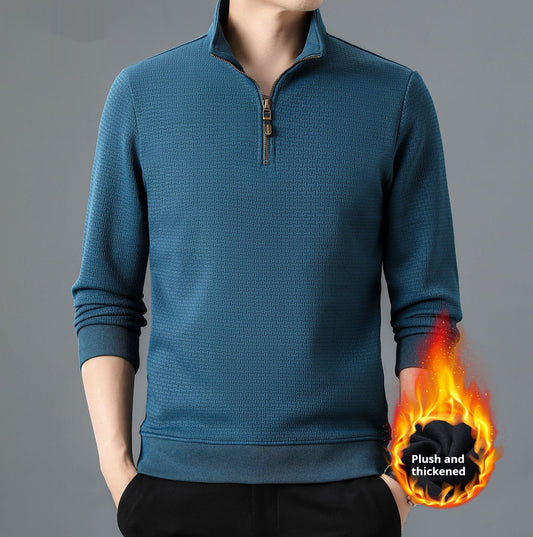 Playera de Cuello Alto con Cierre Medio para Otoño e Invierno - Manga Larga para Hombre