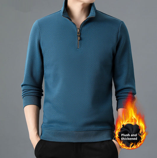 Playera de Cuello Alto con Cierre Medio para Otoño e Invierno - Manga Larga para Hombre