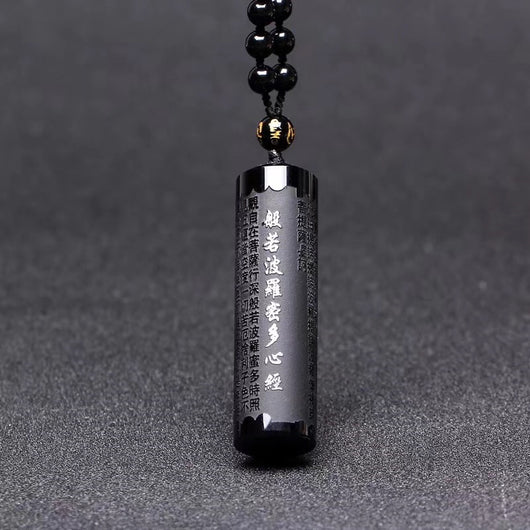 Colgante Corazón Sutra Prajna Paramita en Obsidiana Esmerilada - Collar Unisex - Image 10