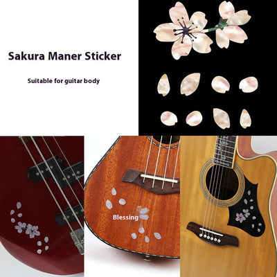 Blue cloud-shaped inlay stickers for guitar fingerboards, shown on a guitar neck and as a full sheet. - Image 16