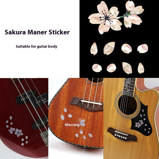Blue cloud-shaped inlay stickers for guitar fingerboards, shown on a guitar neck and as a full sheet. - Image 16