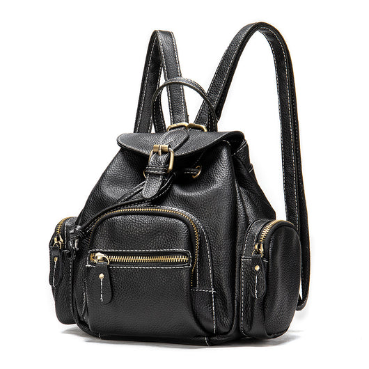 Mochila de Cuero Grande Estilo Retro con Bolsillo Frontal - Image 10