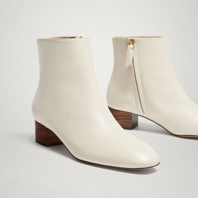 Botas Tobilleras de Cuero Genuino con Cierre de Cremallera para Mujer