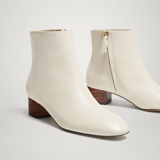 Botas Tobilleras de Cuero Genuino con Cierre de Cremallera para Mujer