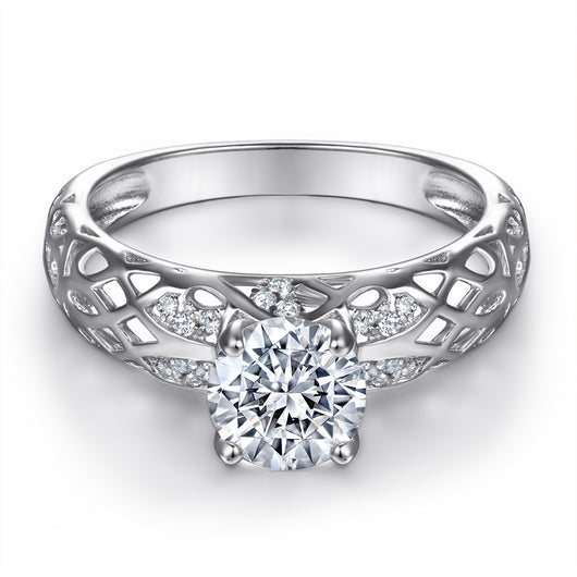 Anillo de Plata Esterlina para Mujer con Diamante Simulado - Diseño Europeo y Americano - Image 6