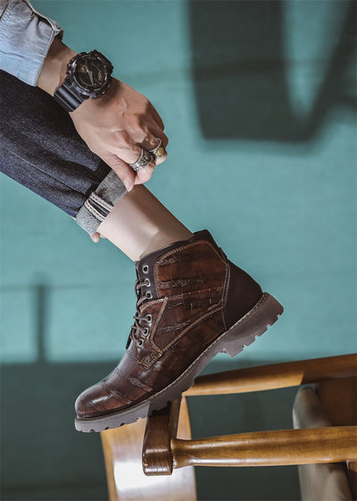 Botas de Cuero Retro con Cierre Lateral para Aventuras Urbanas - Image 26